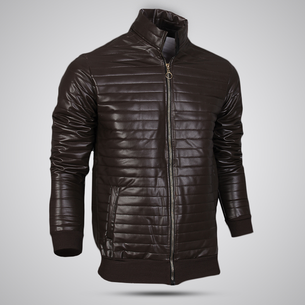 کاپشن چرم alex قهوه ای